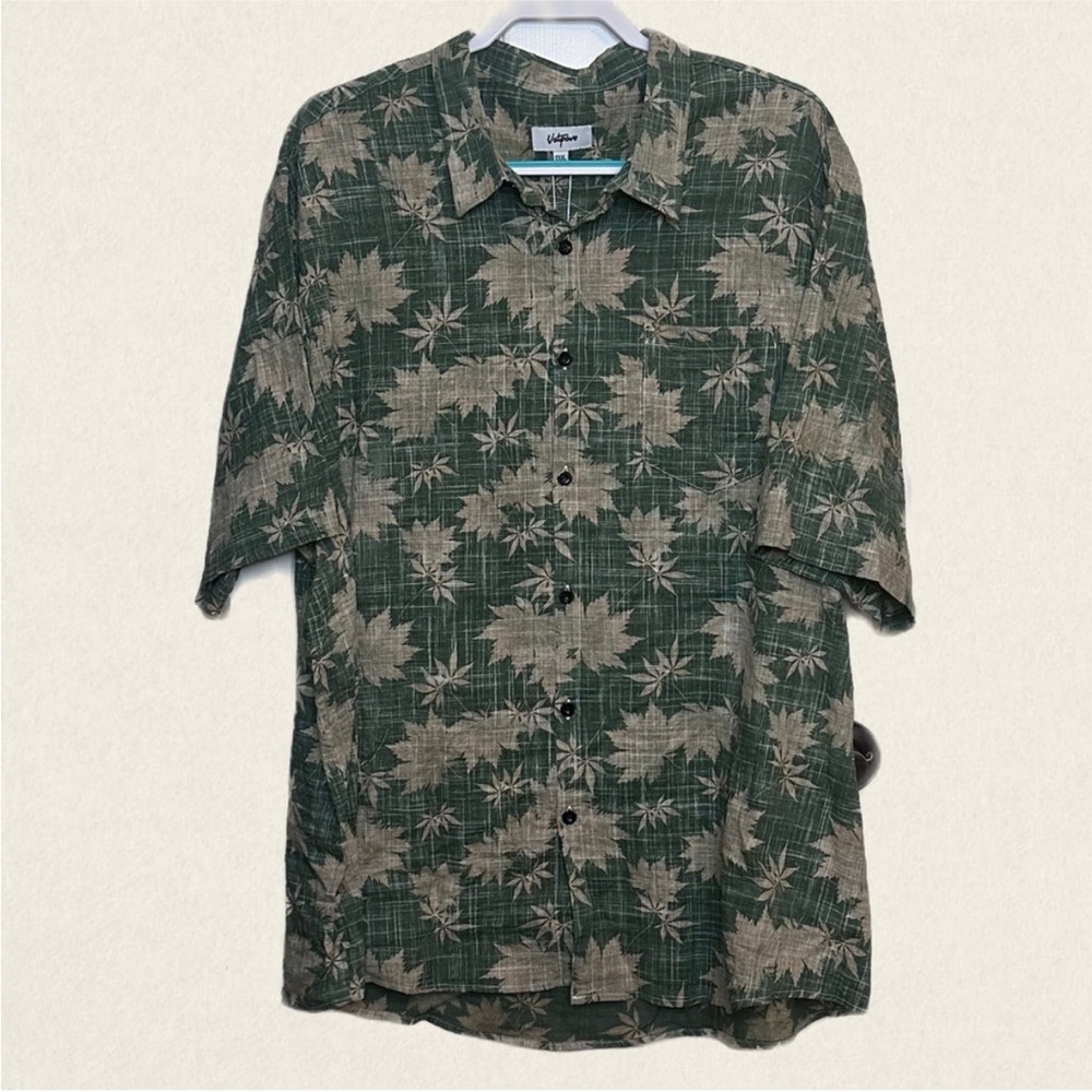 Vatpave Green Cotton Blend Hawaiian Short Sleeve Button Down Shirt NWT.